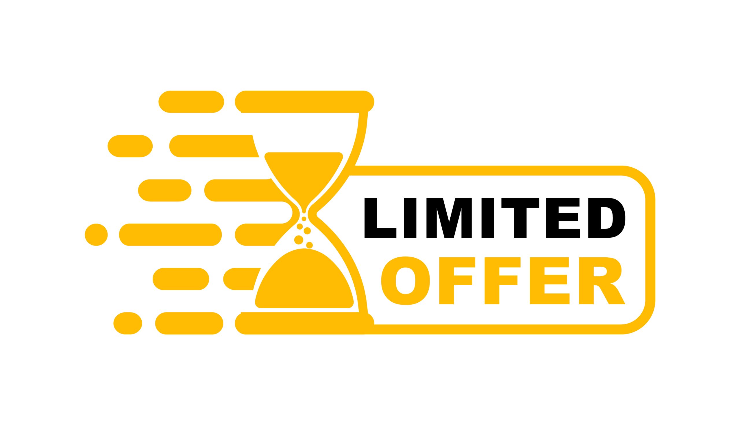Limited offer badge with hourglass sign.