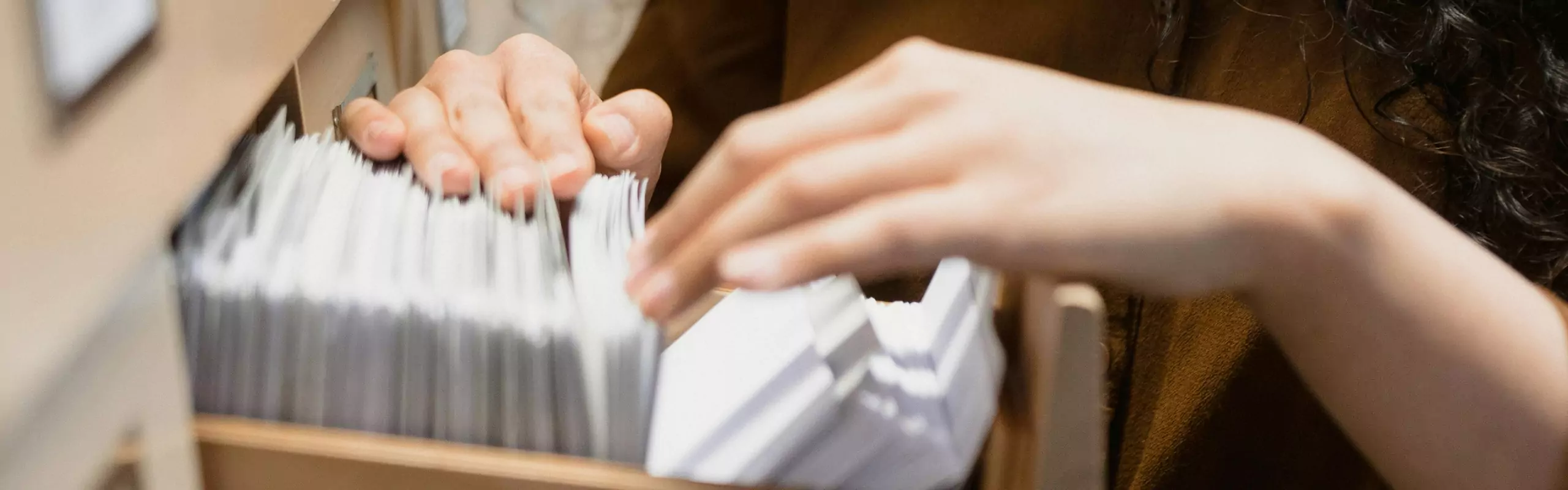 Searching for card in a drawer